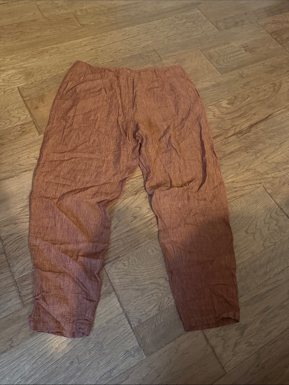Poetry Women's Rust Brown Linen-Blend Tapered Trousers